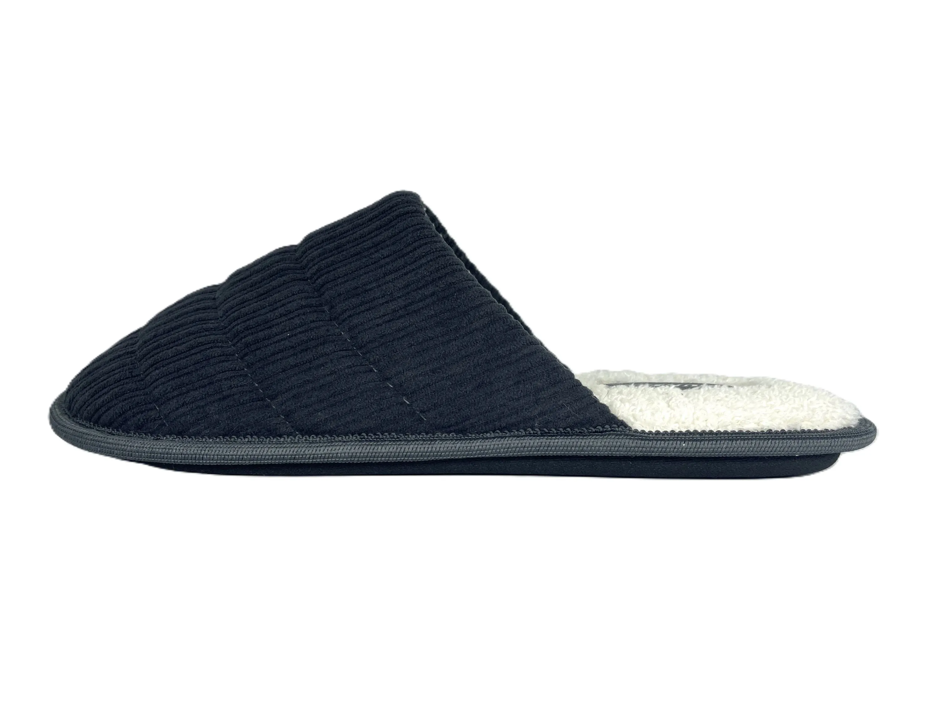 Dunlop Men's Mule Slippers Cord Uppers Memory Foam Machine Washable Non-Slip