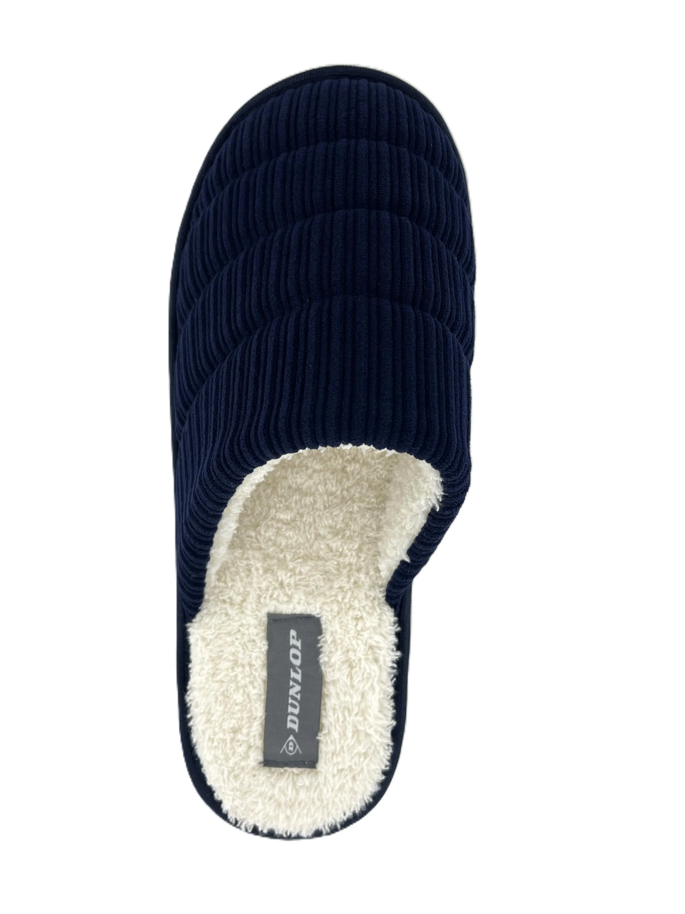Dunlop Men's Mule Slippers Cord Uppers Memory Foam Machine Washable Non-Slip