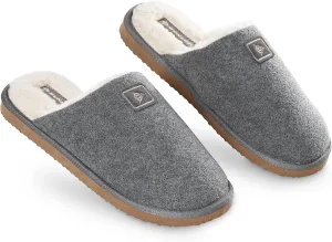 Dunlop Mens Slippers Open Back, Comfy Memory Foam Men Slippers with Rubber Sole, Indoor Outdoor Anti Slip House Shoes Comfort Plush, Gifts for Men