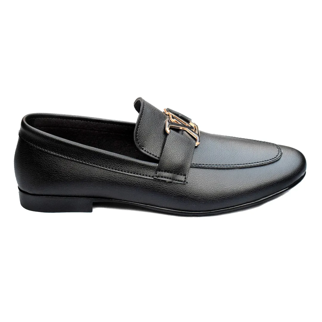 Elegant Men's Black Formal Shoes with Iconic Emblem, MR331