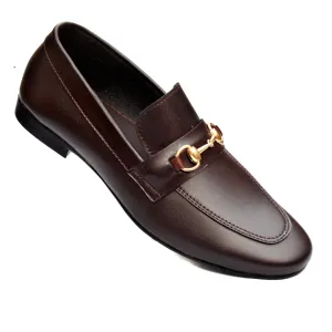 Elegant Men's  Brown Formal Shoes with Iconic Emblem MR327