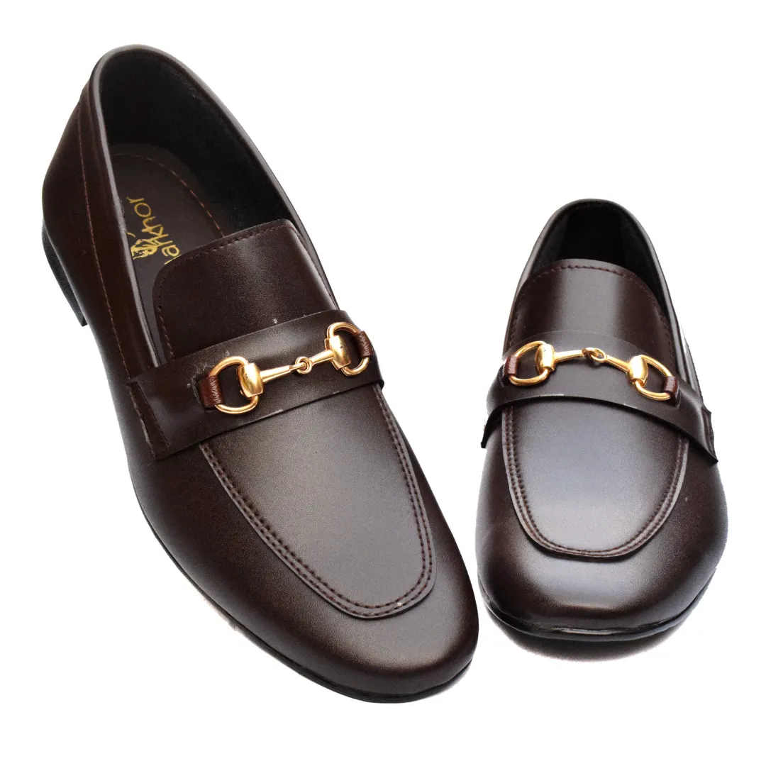 Elegant Men's  Brown Formal Shoes with Iconic Emblem MR327