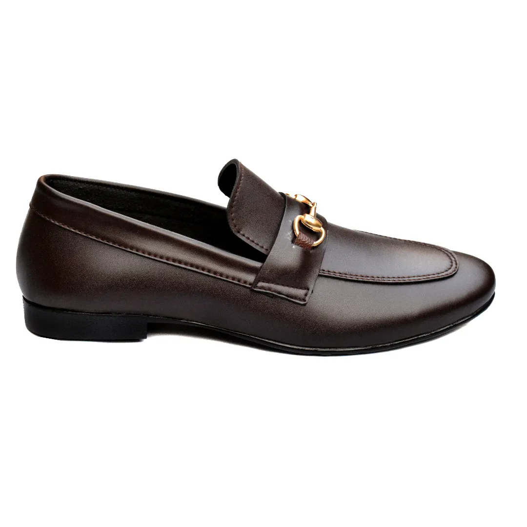 Elegant Men's  Brown Formal Shoes with Iconic Emblem MR327