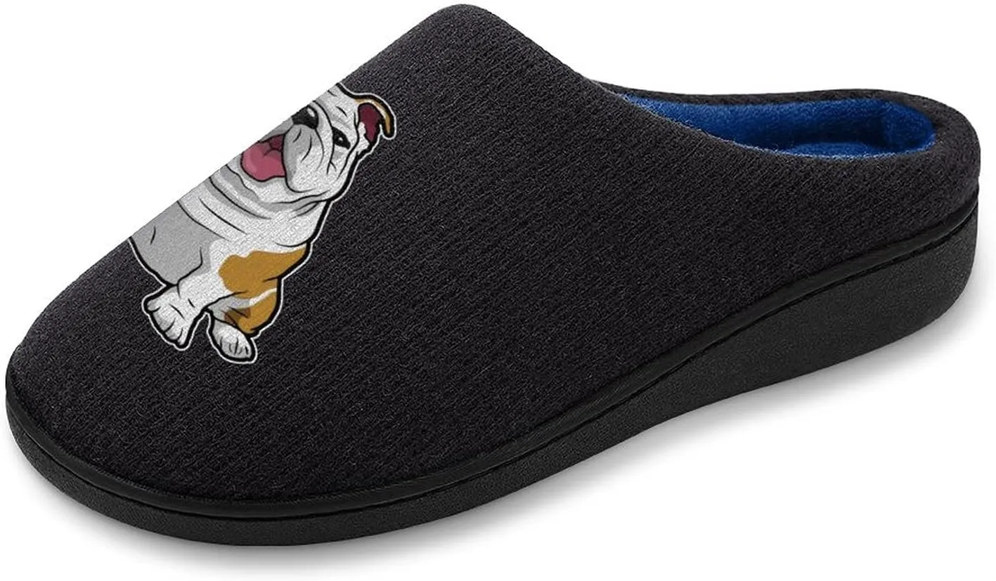 English Bulldog Cute Women's Knitted Cotton Slippers Soft Comfort Warm House Casual Shoes