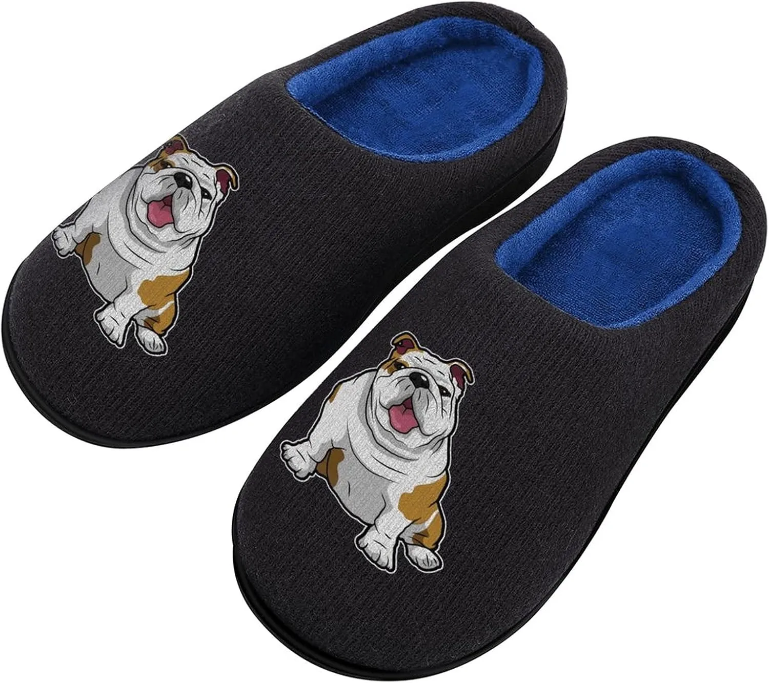 English Bulldog Cute Women's Knitted Cotton Slippers Soft Comfort Warm House Casual Shoes