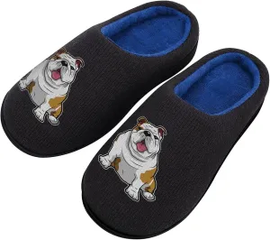 English Bulldog Cute Women's Knitted Cotton Slippers Soft Comfort Warm House Casual Shoes