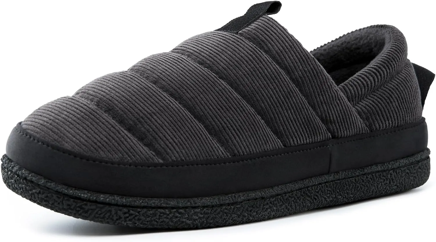 EverFoams Men's Quilted Slippers Soft Comfy Corduroy Closed-back Indoor Outdoor Memory Foam House Shoes