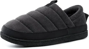 EverFoams Men's Quilted Slippers Soft Comfy Corduroy Closed-back Indoor Outdoor Memory Foam House Shoes