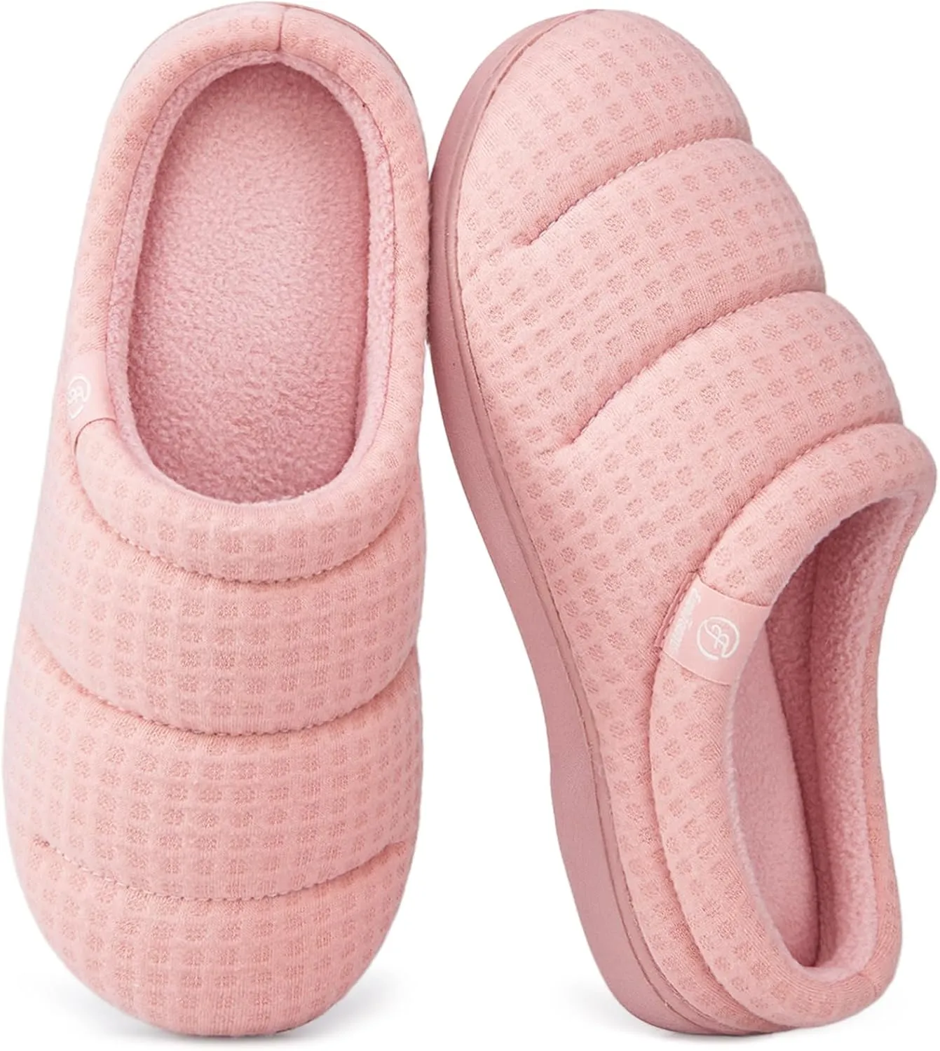 EverFoams Women's Cozy Waffle Slippers Soft Quilted Memory Foam Indoor House Shoes