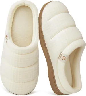 EverFoams Women's Cozy Waffle Slippers Soft Quilted Memory Foam Indoor House Shoes