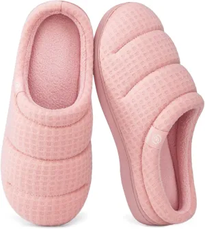 EverFoams Women's Cozy Waffle Slippers Soft Quilted Memory Foam Indoor House Shoes