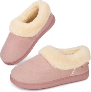 EverFoams Women's Faux Fur Bootie Slippers Ladies House Shoes with Bedroom Memory Foam and Indoor Outdoor Rubber Sole