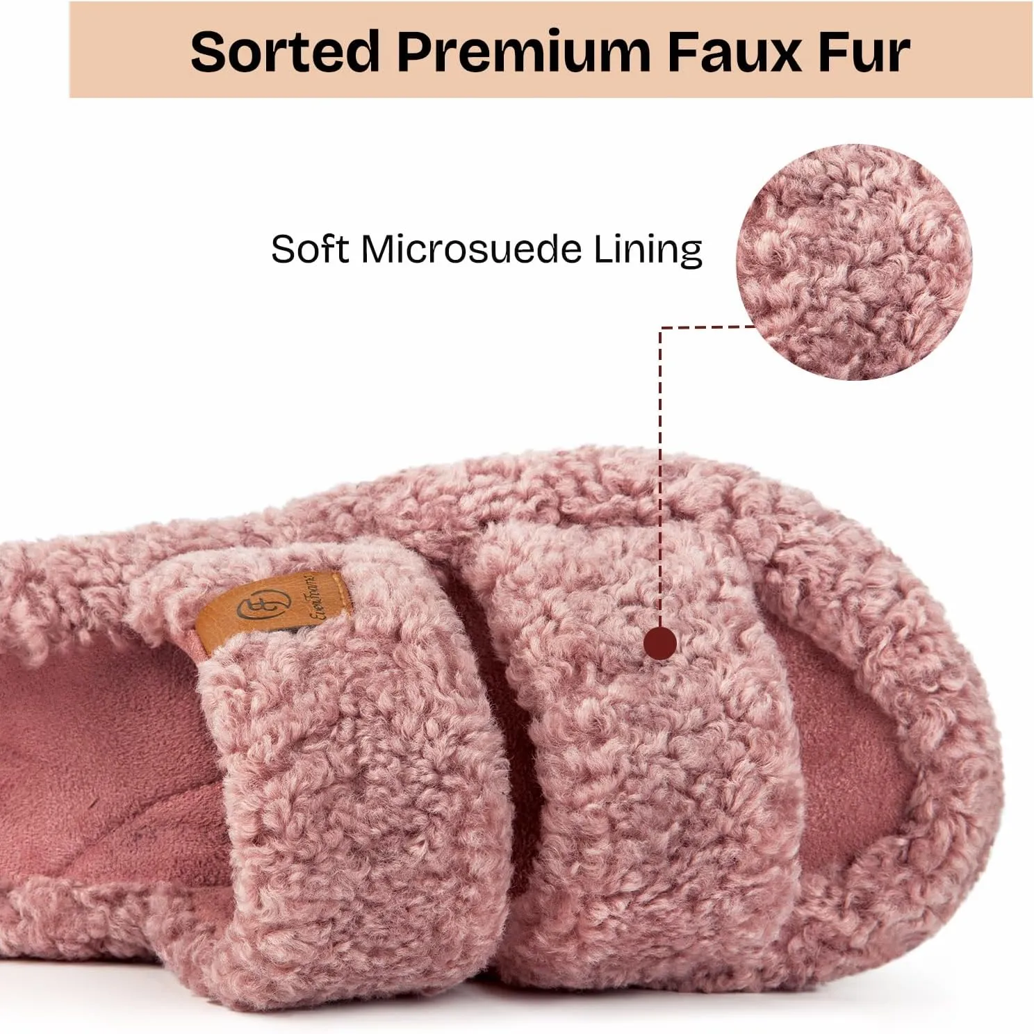 EverFoams Womens Fuzzy Open-toe Slippers Soft Comfy Memory Foam Indoor House Shoes