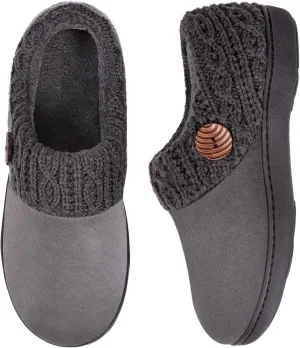 EverFoams Women's Microsuede Slippers Warm Comfy Memory Foam Indoor House Shoes with Knit Collar