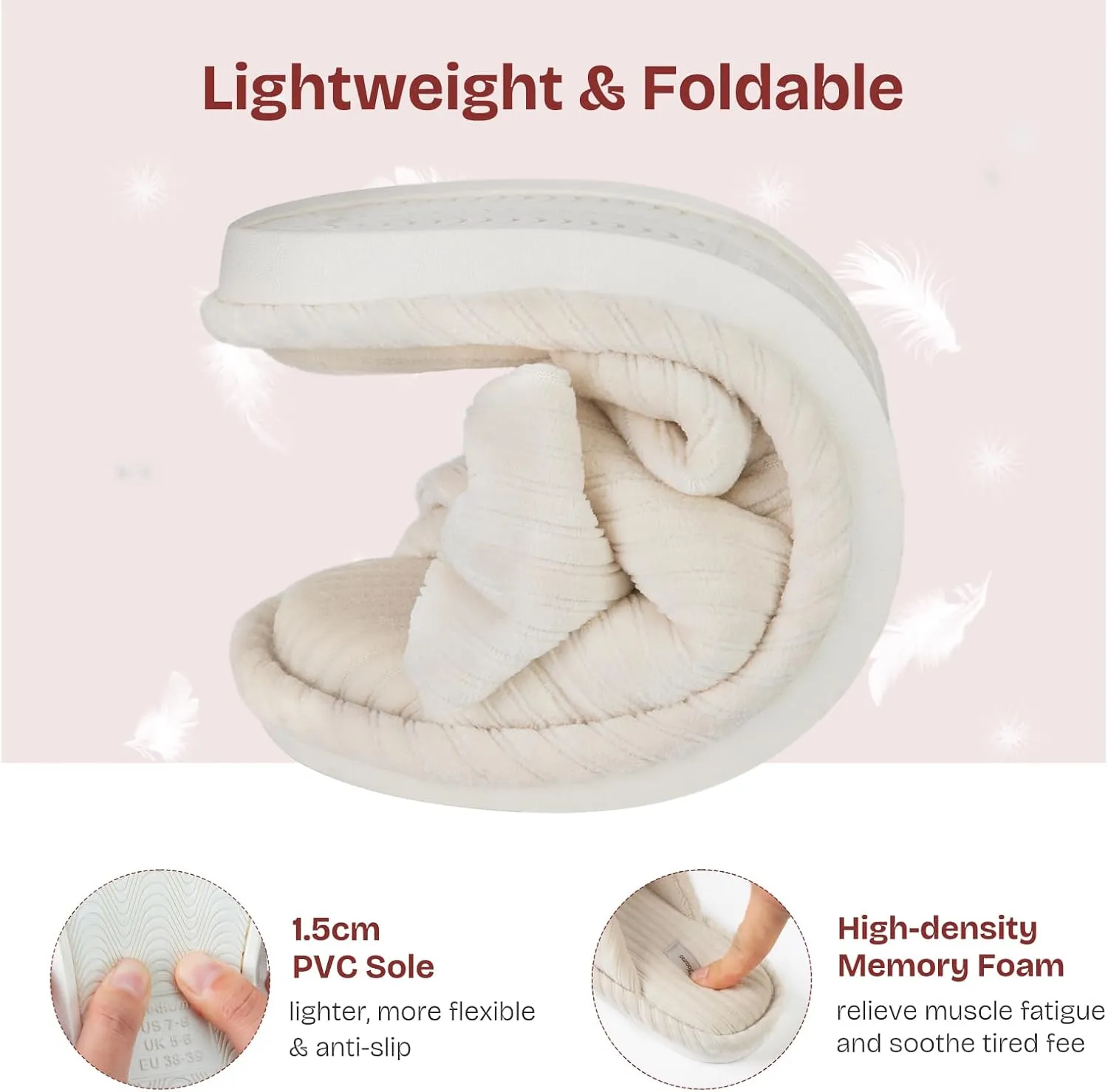 EverFoams Women's Open-Toe Bow Slippers with Memory Foam Indoor House Non-Slip Sole