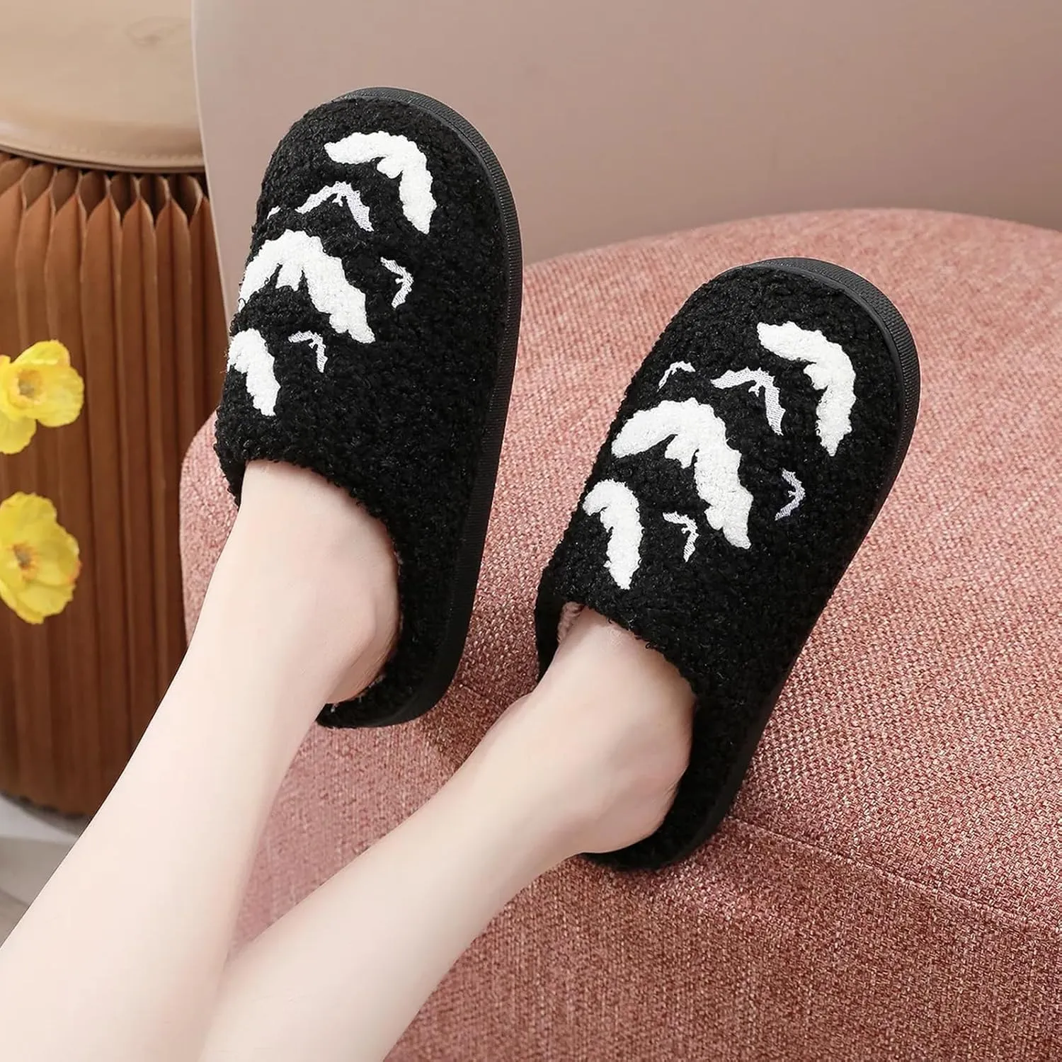 Evil Eyes Cowboy Hat Slippers cute Warm Cozy House Shoes Soft Plush Fuzzy Slippers for Women Men