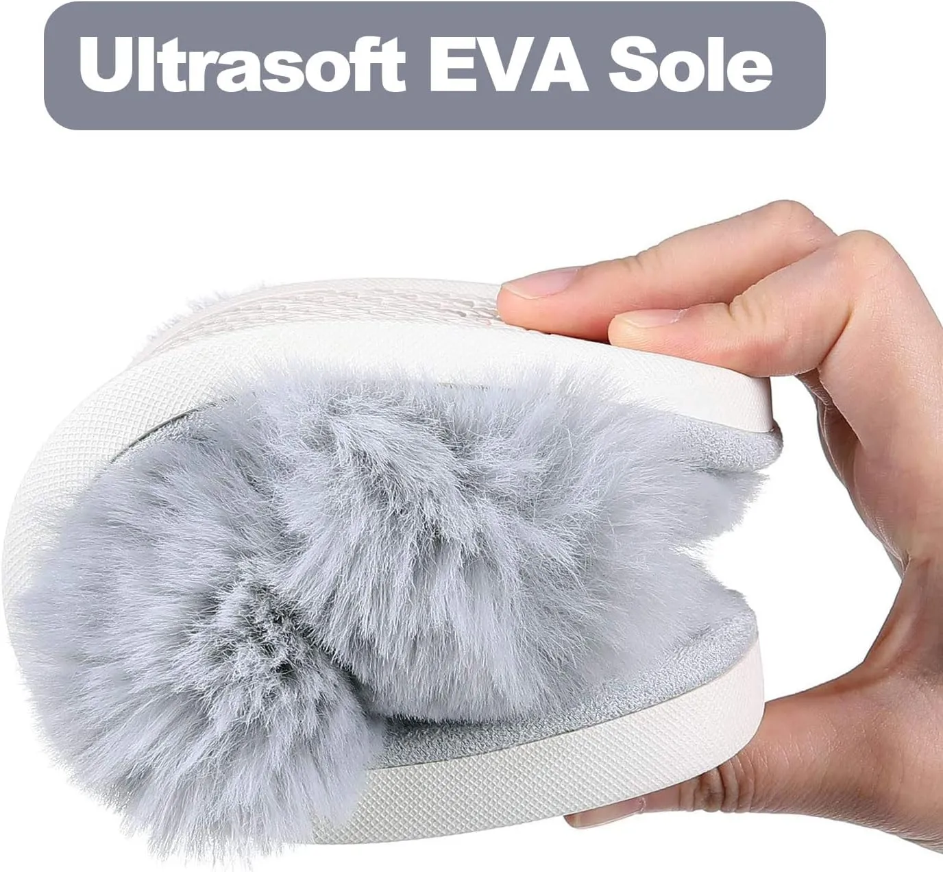 Evshine Women's Fuzzy Slippers Cross Band Memory Foam House Slippers Open Toe