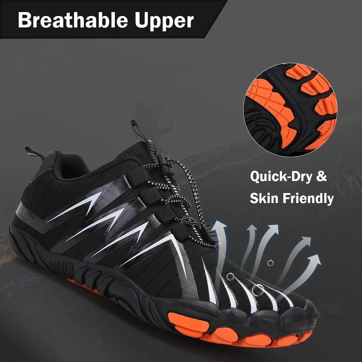 Explorer Max Non-Slip Ultra-Light Barefoot Shoes Men’s Trail Running Shoes Wide Toe Box Barefoot Sneakers