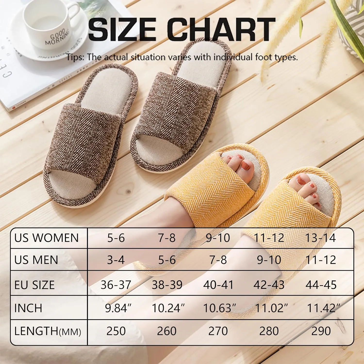Fabric Indoor And Outdoor Slippers For Women And Men, Non-Slip Memory Foam Open-Toe Home Shoes, Soft Bottom Linen Unisex Washable Cotton Casual