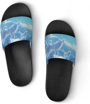 Family Wolf Roar Novelty Slippers Slides Sandals Shower Home House Shoes Non-Slip Soft Sole Shoe For Men Women Bathroom