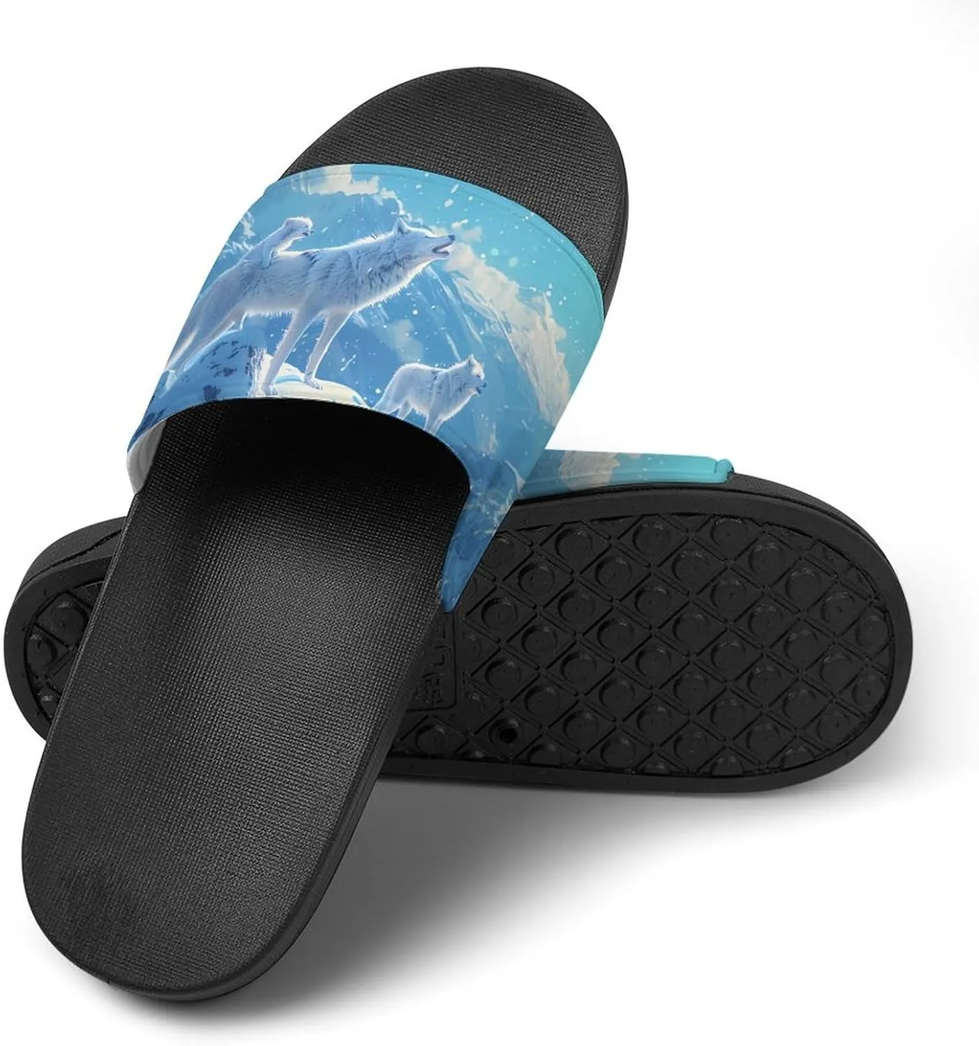 Family Wolf Roar Novelty Slippers Slides Sandals Shower Home House Shoes Non-Slip Soft Sole Shoe For Men Women Bathroom