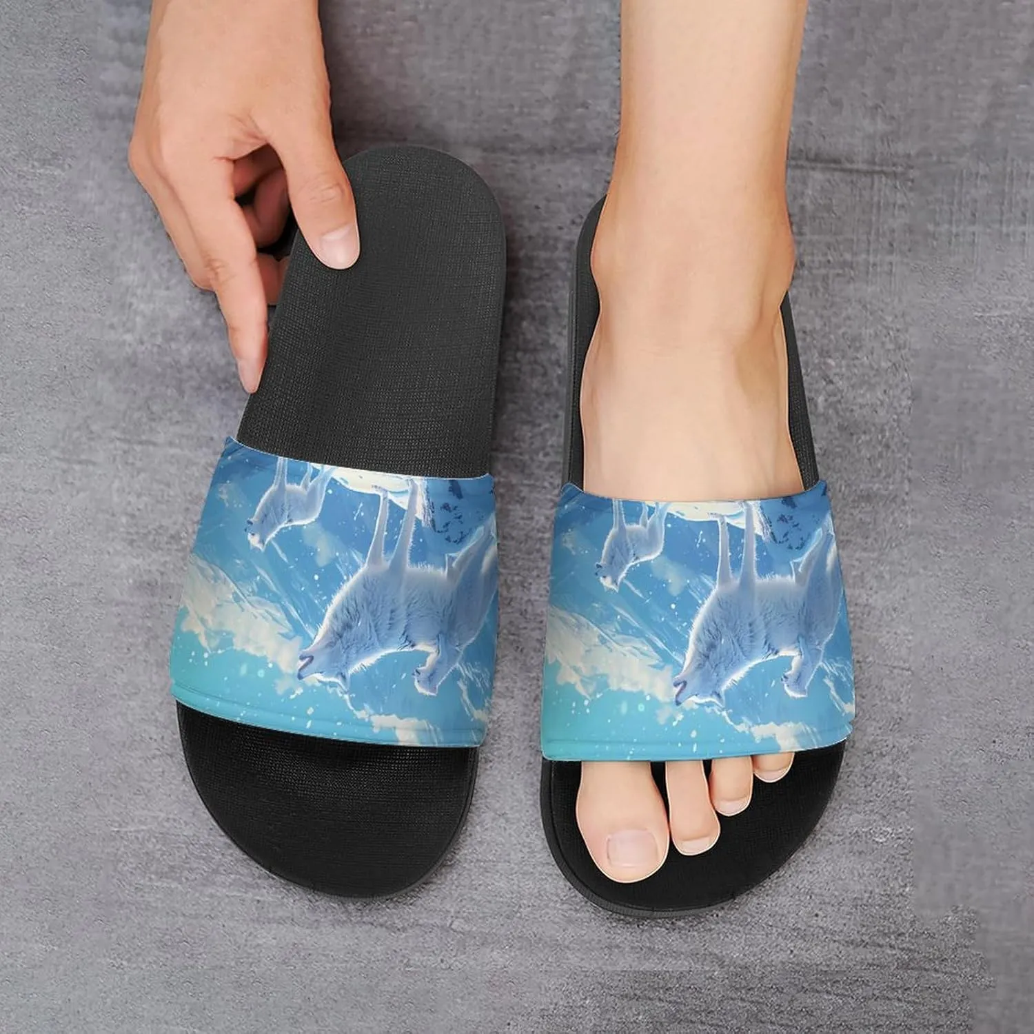 Family Wolf Roar Novelty Slippers Slides Sandals Shower Home House Shoes Non-Slip Soft Sole Shoe For Men Women Bathroom