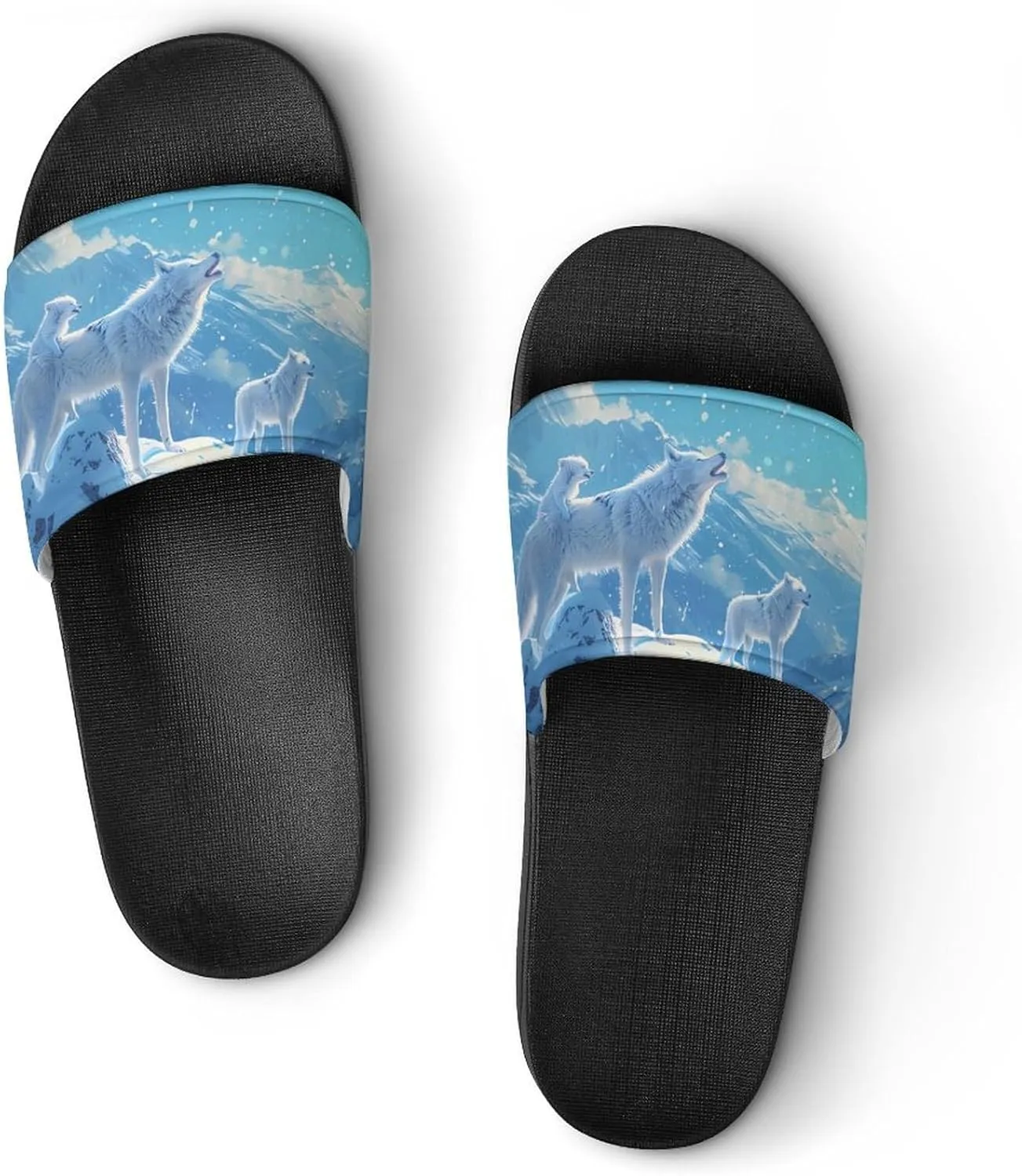 Family Wolf Roar Novelty Slippers Slides Sandals Shower Home House Shoes Non-Slip Soft Sole Shoe For Men Women Bathroom