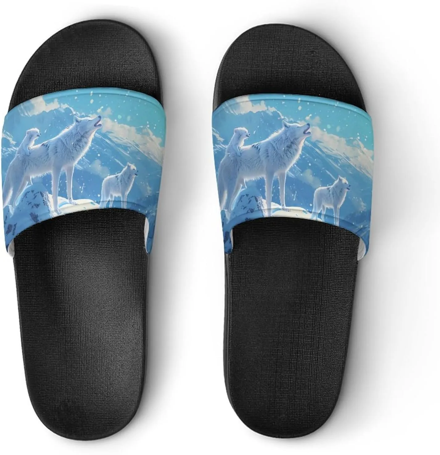 Family Wolf Roar Novelty Slippers Slides Sandals Shower Home House Shoes Non-Slip Soft Sole Shoe For Men Women Bathroom