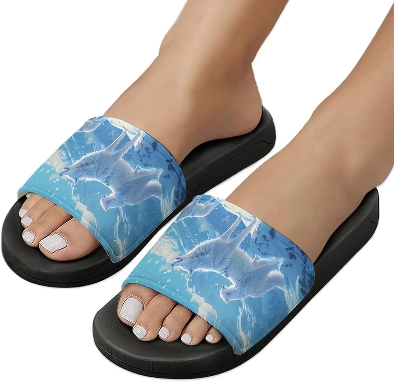 Family Wolf Roar Novelty Slippers Slides Sandals Shower Home House Shoes Non-Slip Soft Sole Shoe For Men Women Bathroom