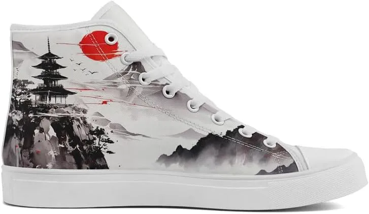 Fashion Chinese Style Canvas High-top Shoes Comfortable Panda Bamboo Cranes Eastern Casual Walking Shoes for Men Women