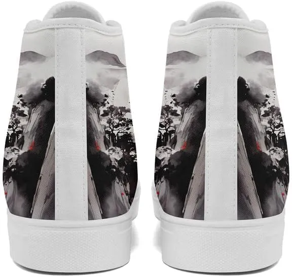 Fashion Chinese Style Canvas High-top Shoes Comfortable Panda Bamboo Cranes Eastern Casual Walking Shoes for Men Women