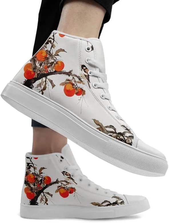 Fashion Chinese Style Canvas High-top Shoes Comfortable Panda Bamboo Cranes Eastern Casual Walking Shoes for Men Women