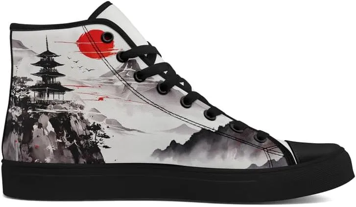 Fashion Chinese Style Canvas High-top Shoes Comfortable Panda Bamboo Cranes Eastern Casual Walking Shoes for Men Women