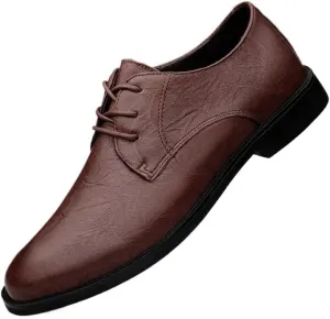 Fashionable Solid Mens Leather Shoes Casual Business Dress Oxford Shoes British Style Lightweight Lace Up Loafers