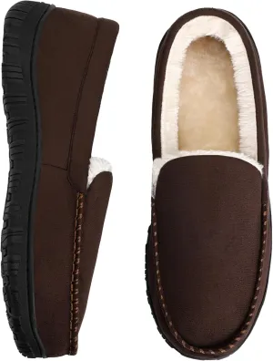 festooning Mens Slippers Warm Soft Plush Memory Foam House Slippers for Men