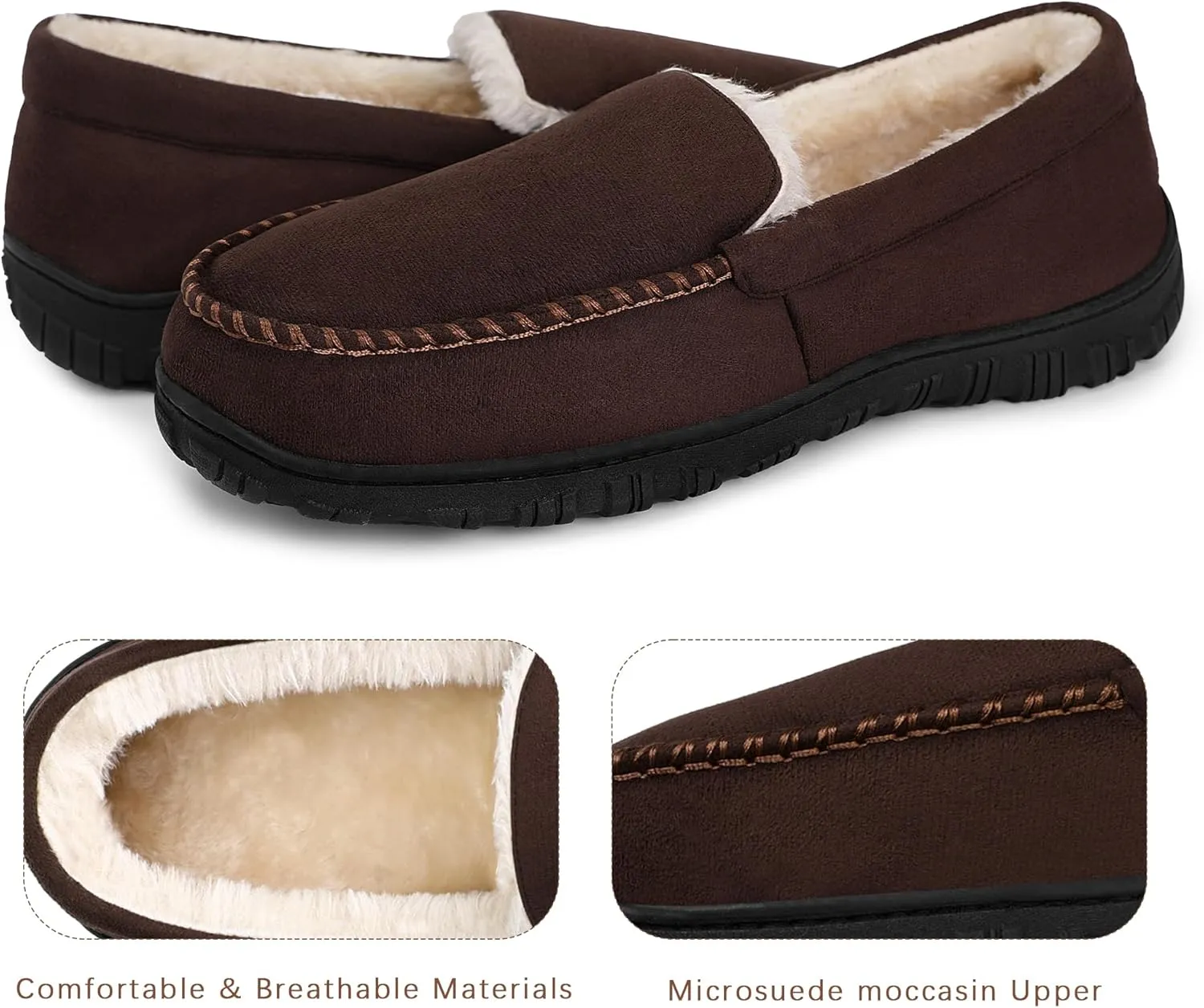 festooning Mens Slippers Warm Soft Plush Memory Foam House Slippers for Men