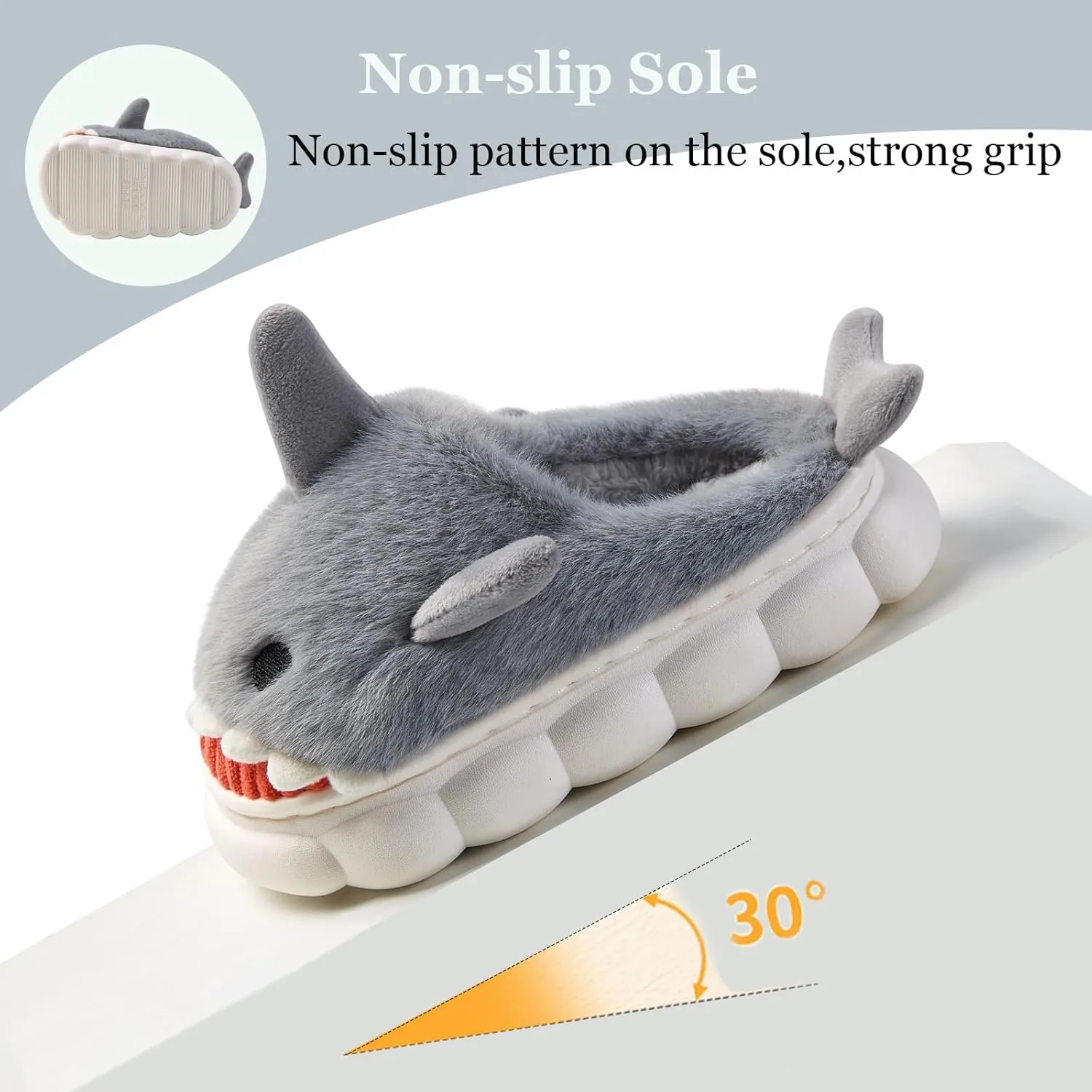 Fiedaz Boys Girls Shark Slippers for Toddler Kids - Cute Plush Warm Non-Slip Indoor Bedroom Winter Shoes