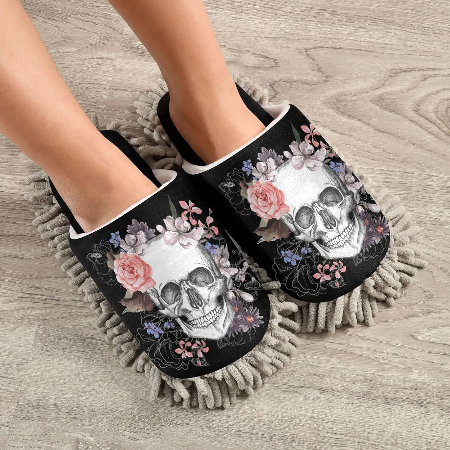 Fisyme Mop Slippers Soft Washable Microfiber Super Chenille Mopping House Home Shoes Mop Slippers for Floor Cleaning