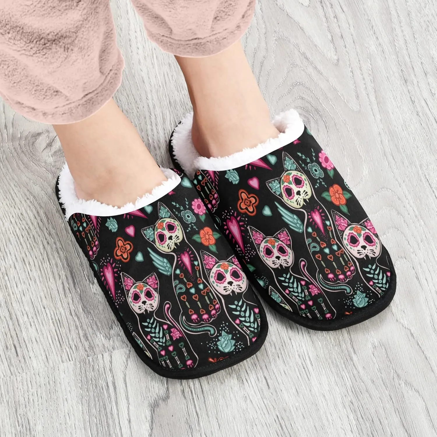 Fisyme Slippers Soft Non-Slip Indoor House Slippers Home Shoes For Bedroom Hotel Travel Spa