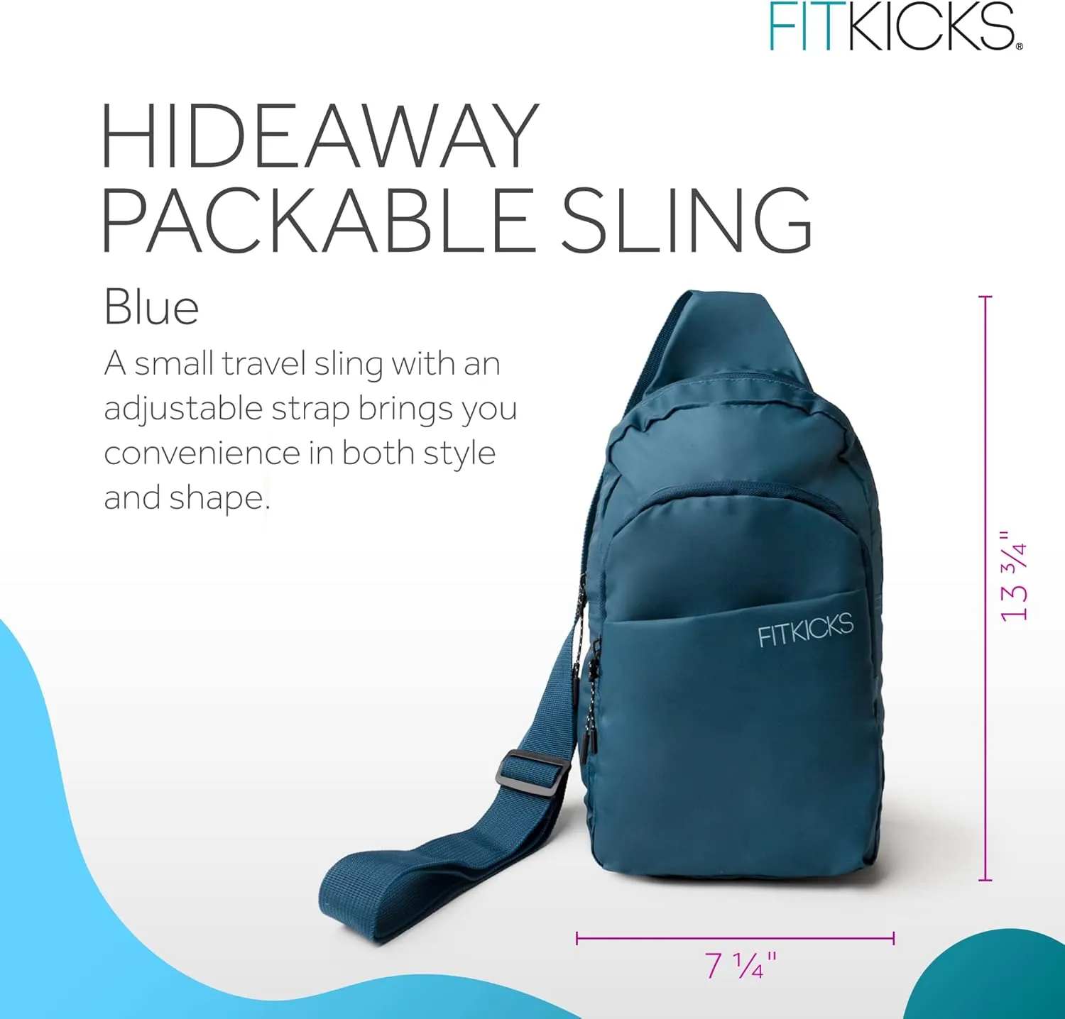 FITKICKS Hideaway Packable Sling Bag, Cross-body Bag for Men and Women, Blue