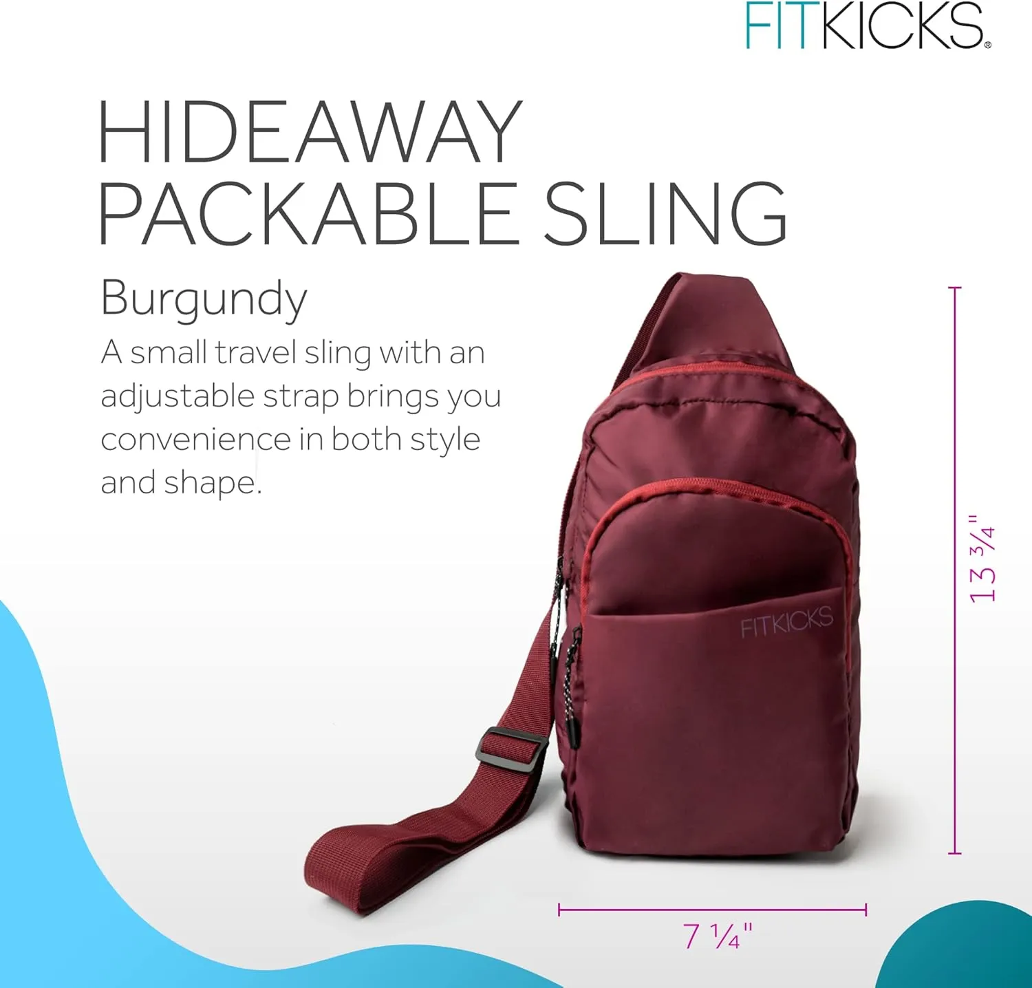 FITKICKS Hideaway Packable Sling Bag, Cross-body Bag for Men and Women, Burgundy