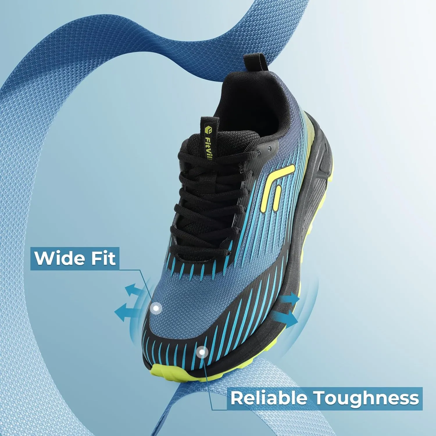FitVille Extra Wide Walking Shoes for Men Orthopedic Trail Running Shoes Sneakers for Plantar Fasciitis Foot Pain Relief
