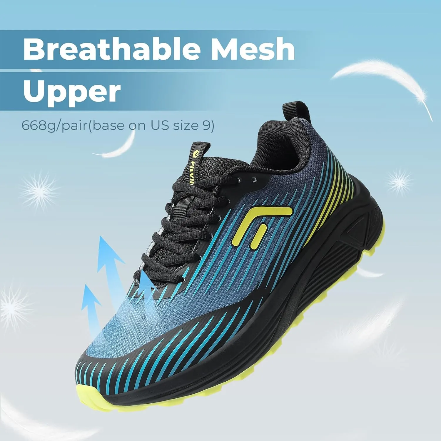 FitVille Extra Wide Walking Shoes for Men Orthopedic Trail Running Shoes Sneakers for Plantar Fasciitis Foot Pain Relief