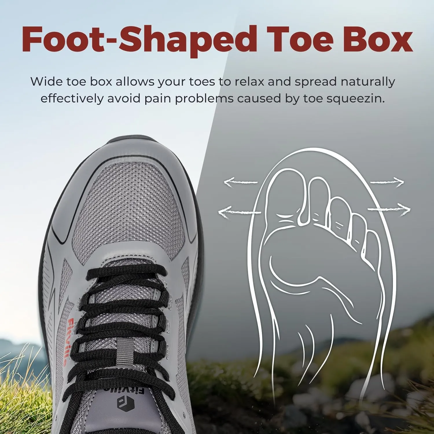 FitVille Wide Running Shoes for Men Trail Walking Sneakers Athletic Shoes with Wide Toe Box | Arch Support
