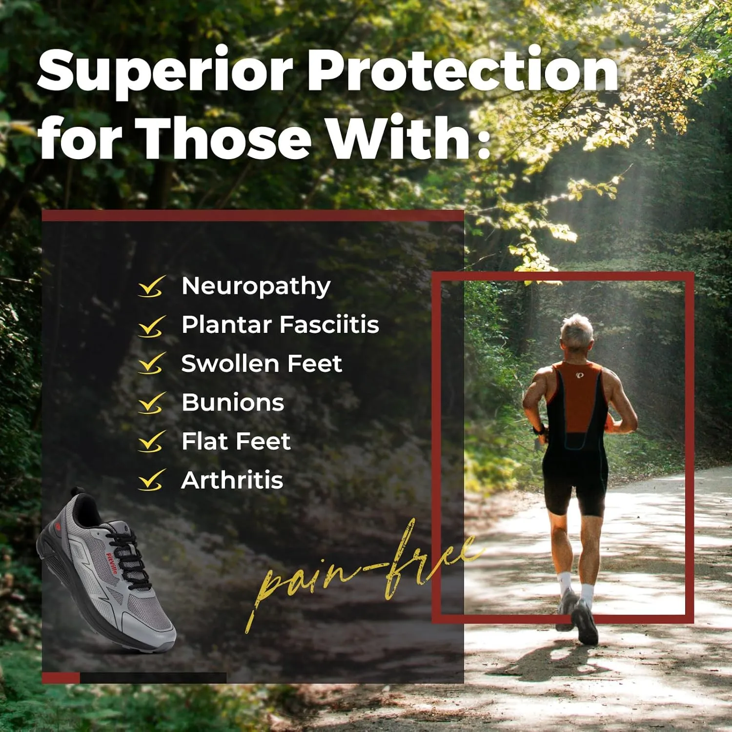 FitVille Wide Running Shoes for Men Trail Walking Sneakers Athletic Shoes with Wide Toe Box | Arch Support