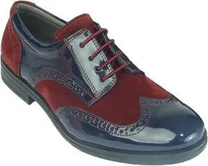 Flamingo Boys Patent Suede Formal Oxford Brogue Shoes