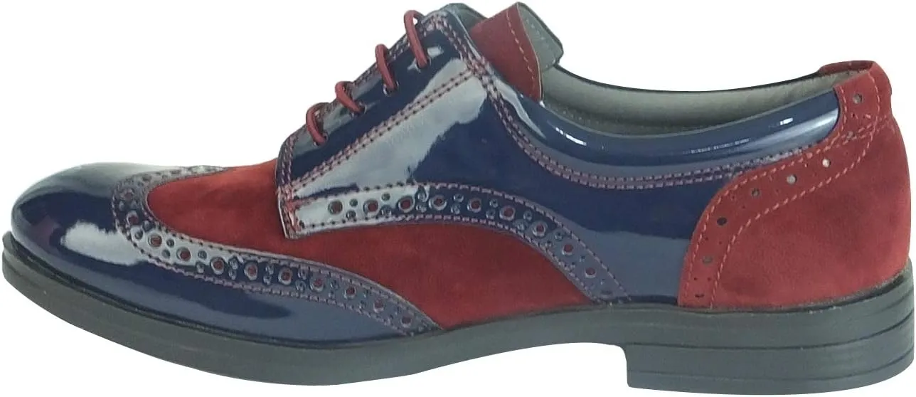 Flamingo Boys Patent Suede Formal Oxford Brogue Shoes