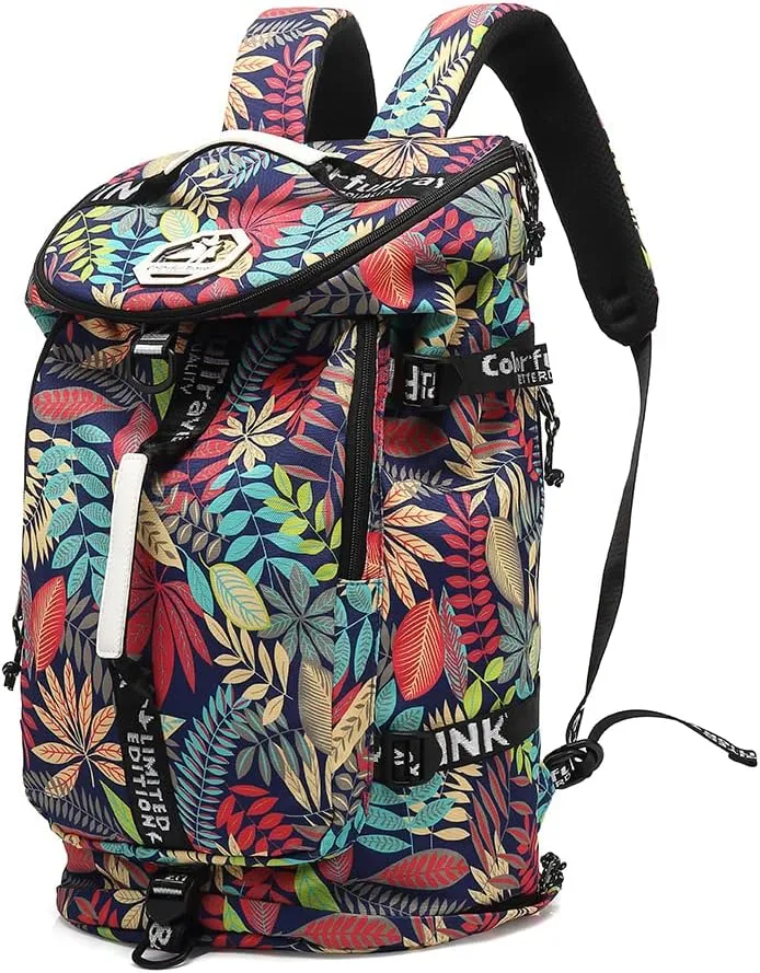 Floral Gym Duffle Bag Backpack 4 ways for Women Waterproof with Shoes Compartment for travel Sport Hiking laptop Lightweight, Kalesi