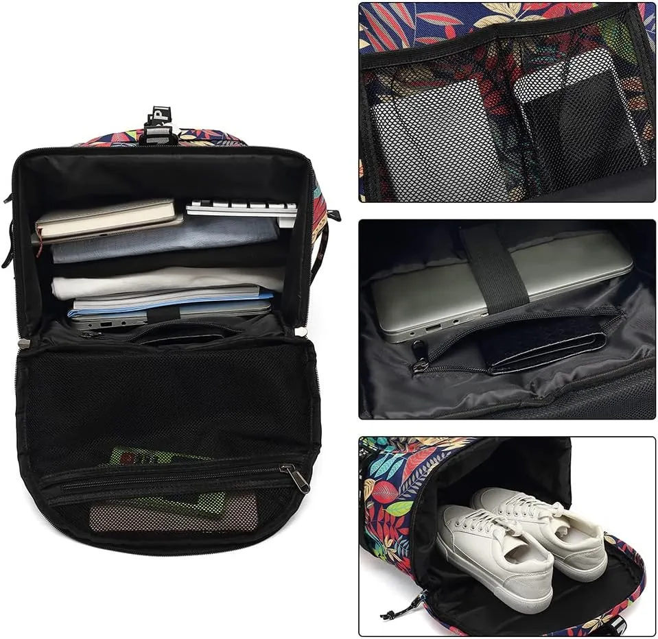 Floral Gym Duffle Bag Backpack 4 ways for Women Waterproof with Shoes Compartment for travel Sport Hiking laptop Lightweight, Kalesi