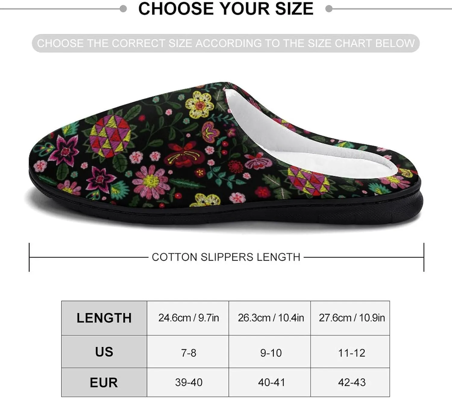 Floral Mexican Embroidery Birds Slippers for Women Girls Soft Indoor Outdoor Winter Warm Comfy House Bedroom Slippers